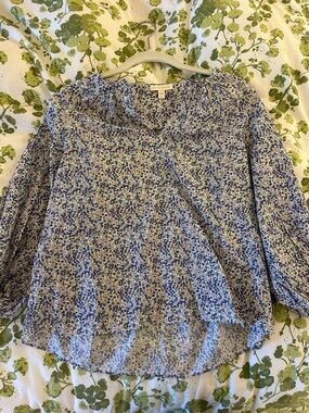 Ann Mashburn Blue Liberty Print Long-Sleeve Women’s Blouse